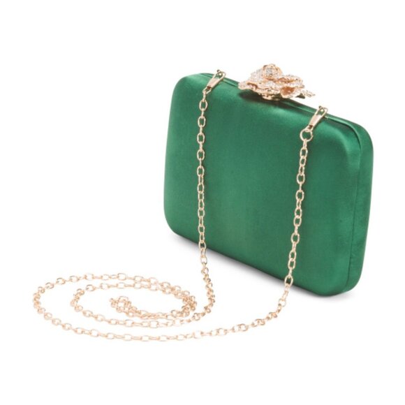 NATASHA Glass Crystal Satin Clutch Bag